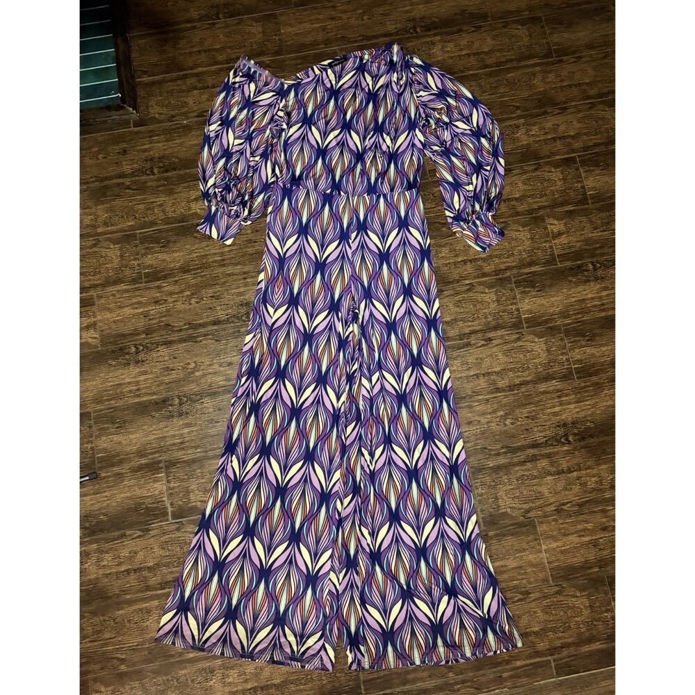 Good Time USA Purple Print Off-Shoulder Wide Leg Jumpsuit - 1XL